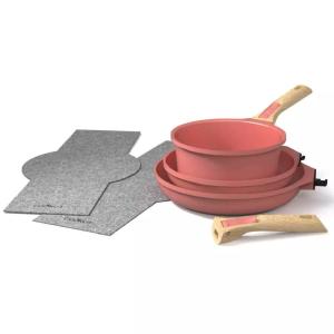 Batterie de cuisine X7  Poêles et casserole guimauve