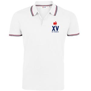 Polo adulte FFR-SA-3400 "XV" blanc Taille XL
