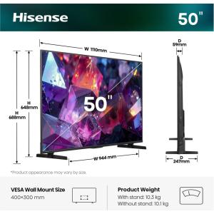 Téléviseur 50 pouces Hi-QLED Smart TV 4K