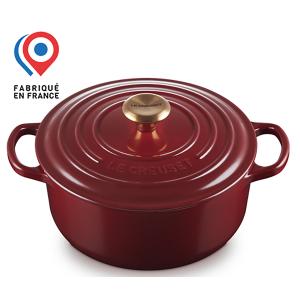 Cocotte Ronde en fonte émaillée 24 cm - garnet bouton doré