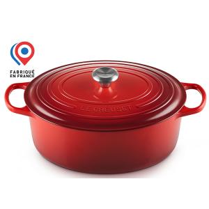 Cocotte ovale fonte émaillée 33 Cm - cerise