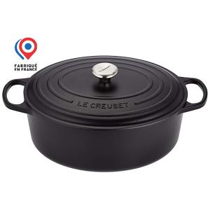 Cocotte ovale fonte émaillée 35 cm - noir mat