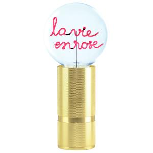 Lampe à poser Socle Madison or + Ampoule Vie en rose