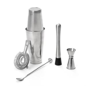Set mixologie Shaker inox bambou
