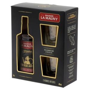 Coffret rhum Maison La Mauny VO + 2 verres