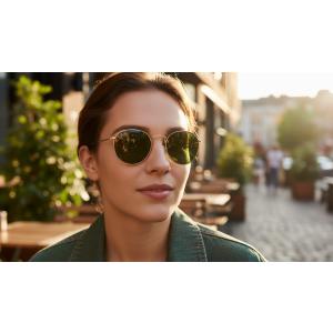 Lunettes de soleil Round metal doré arista