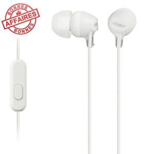 Écouteurs stéréo blanc avec commandes musique/prise appels