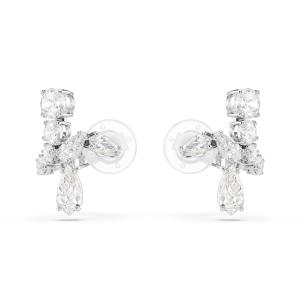 Boucles d’oreilles Matrix clip Blanches, Métal rhodié