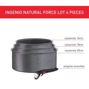 Set de 3 casseroles + poignées Ingenio Natural Force