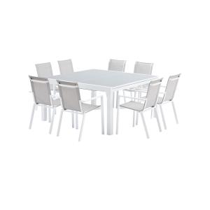 Ensemble de jardin Whitestar alu blanc + 8 fauteuils