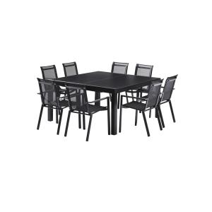 Ensemble de jardin Blackstar alu noir + 8 fauteils