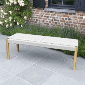 Banc de jardin CALVI teck massif et cordage 140cm Beige