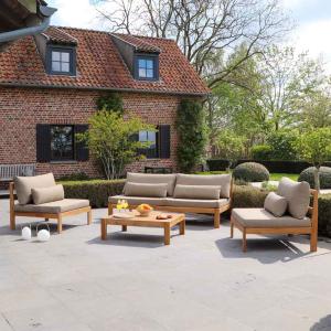 Salon de jardin TOUQUET 4/6p en teck massif Taupe