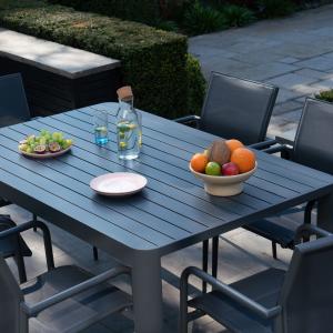 Salon de jardin Modulo alu gris  table + 6 fauteuils